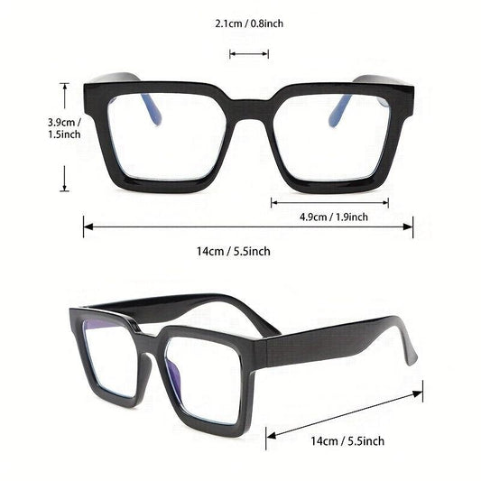 Clear Lens Glasses Vintage Square Frame Eyeglasses Classic Wrap Around Eyewear