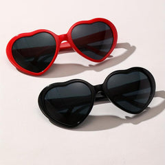 2pcs Heart Shaped Sunglasses For Women Men Heart Effect Block Glasses