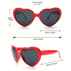 2pcs Heart Shaped Sunglasses For Women Men Heart Effect Block Glasses