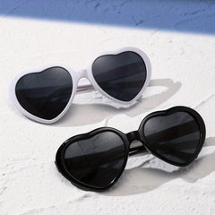 2pcs Heart Shaped Sunglasses For Women Men Heart Effect Block Glasses