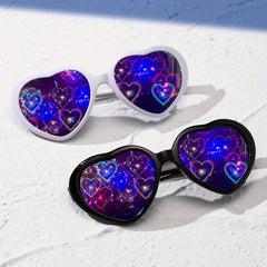 2pcs Heart Shaped Sunglasses For Women Men Heart Effect Block Glasses