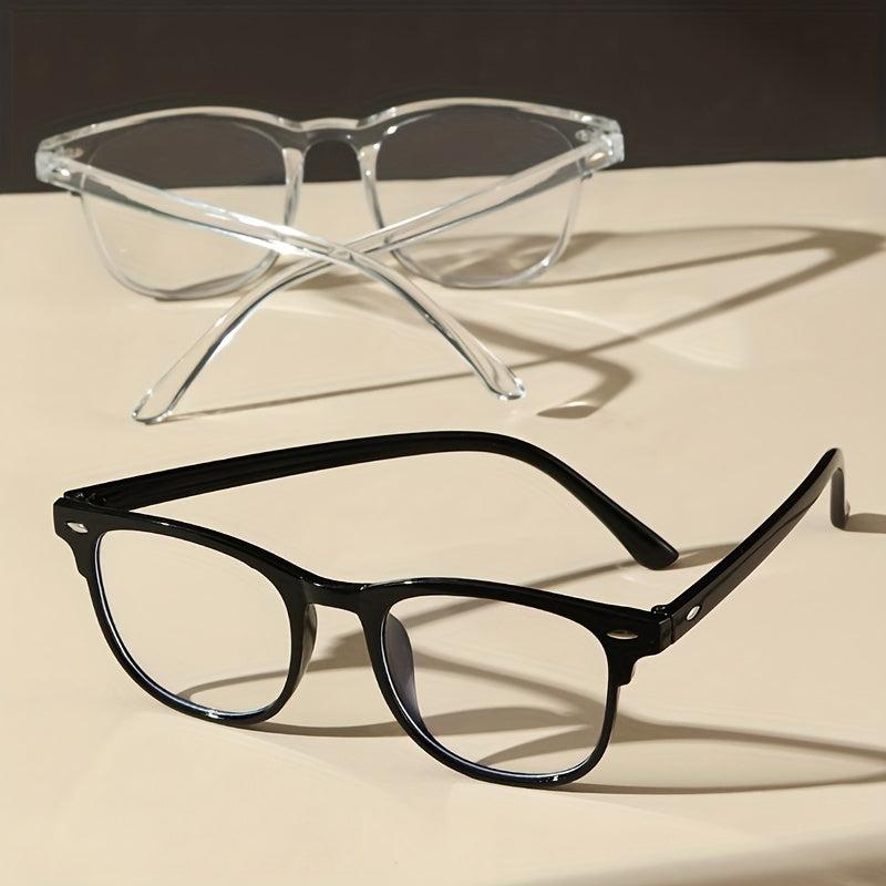 2 Pairs Light Blocking Glasses Classic Square Clear Lens Anti Eyestrain