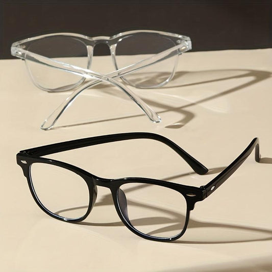 2 Pairs Light Blocking Glasses Classic Square Clear Lens Anti Eyestrain