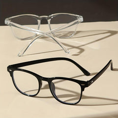 2 Pairs Light Blocking Glasses Classic Square Clear Lens Anti Eyestrain