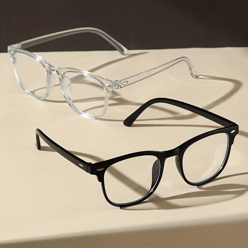 2 Pairs Light Blocking Glasses Classic Square Clear Lens Anti Eyestrain