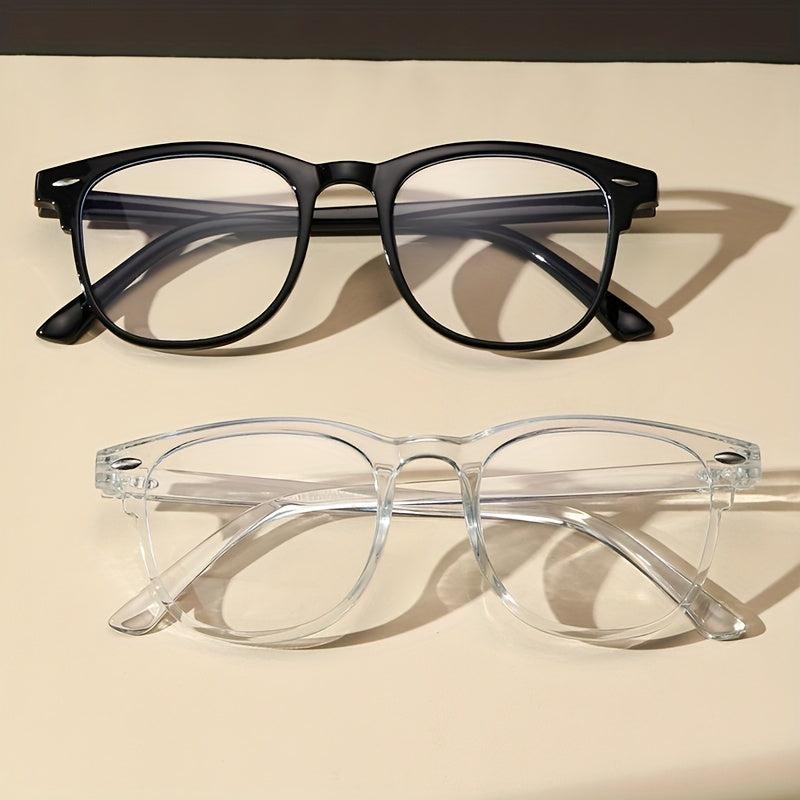 2 Pairs Light Blocking Glasses Classic Square Clear Lens Anti Eyestrain