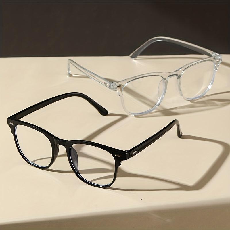 2 Pairs Light Blocking Glasses Classic Square Clear Lens Anti Eyestrain