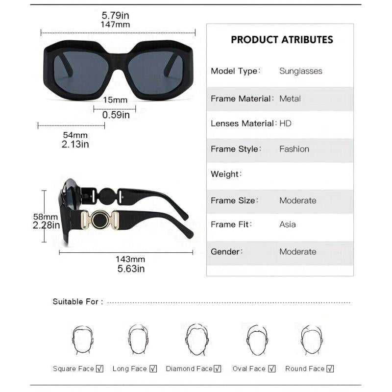 Oversized Block Frame Sunglasses UV400