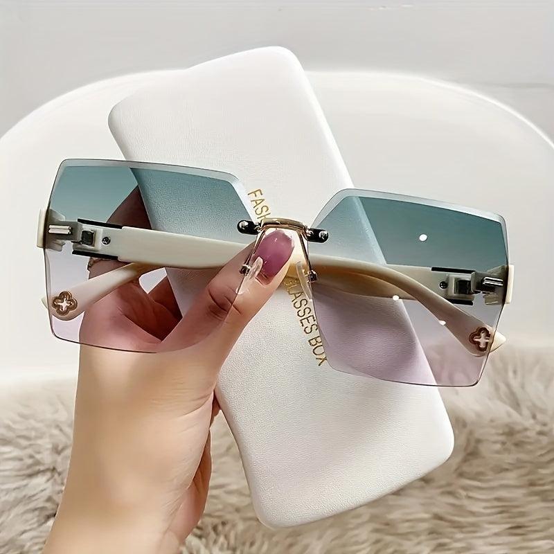 Square Sunglasses Gradient Lens Cut Edge Glasses