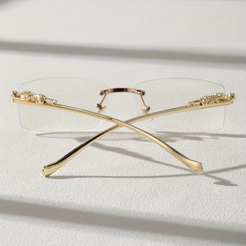 Rimless Square Frame Glasses Thin Temple Eyewear