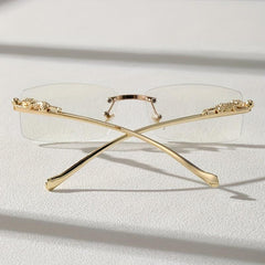 Rimless Square Frame Glasses Thin Temple Eyewear