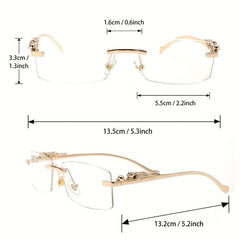Rimless Square Frame Glasses Thin Temple Eyewear