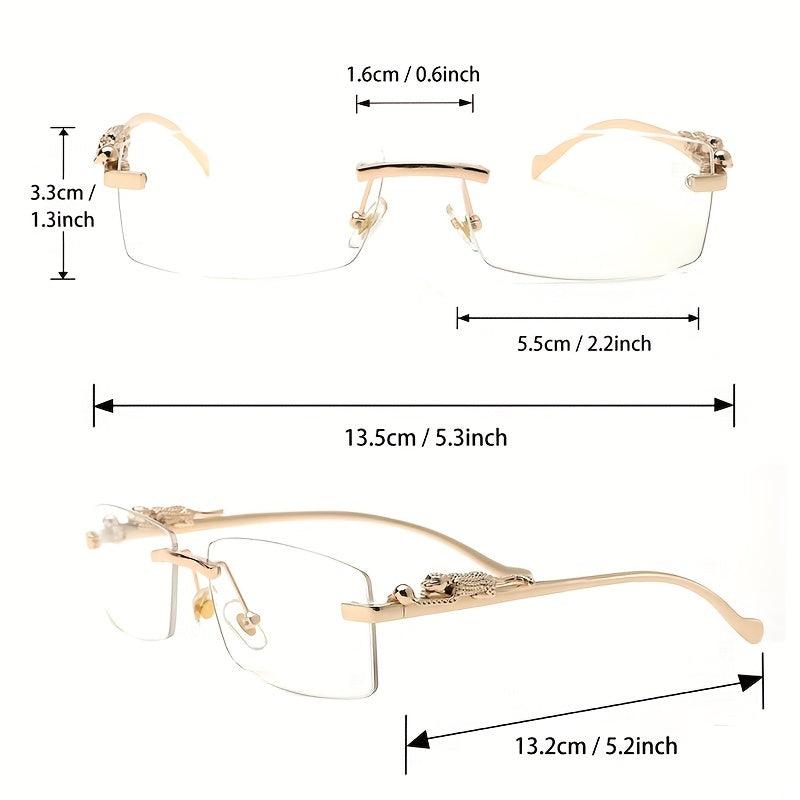 Rimless Square Frame Glasses Thin Temple Eyewear