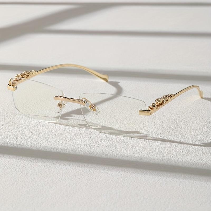 Rimless Square Frame Glasses Thin Temple Eyewear