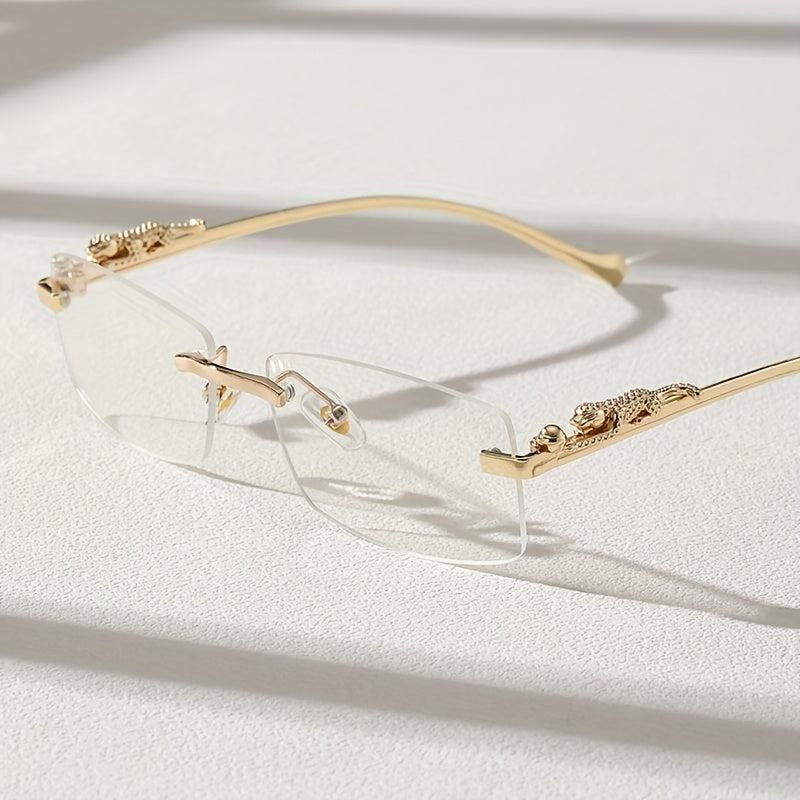 Rimless Square Frame Glasses Thin Temple Eyewear