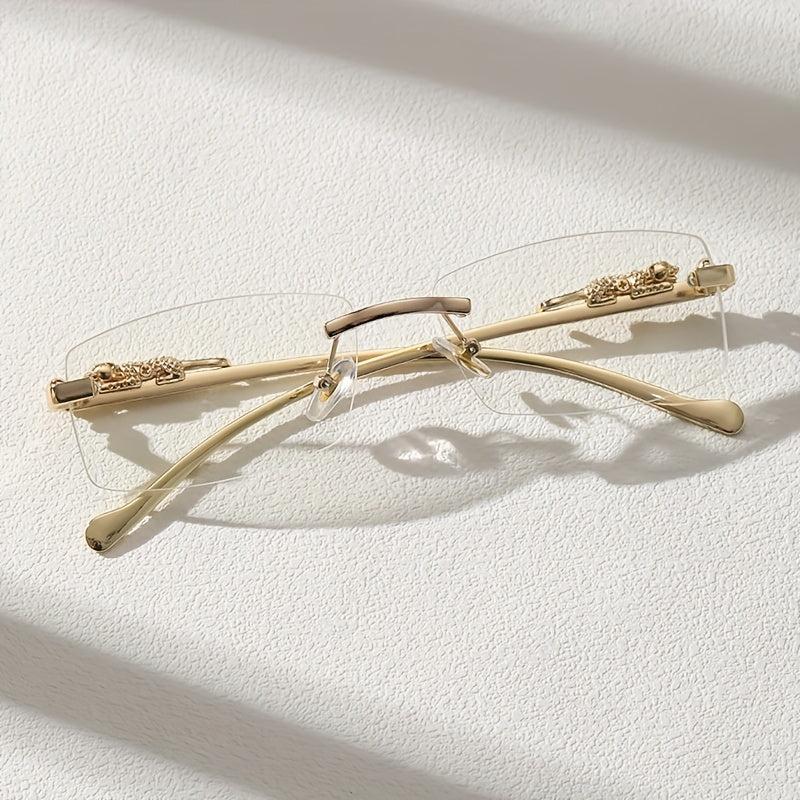 Rimless Square Frame Glasses Thin Temple Eyewear
