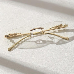 Rimless Square Frame Glasses Thin Temple Eyewear