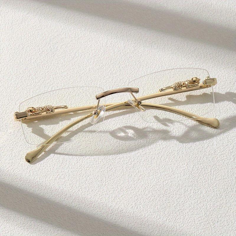 Rimless Square Frame Glasses Thin Temple Eyewear