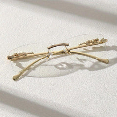 Rimless Square Frame Glasses Thin Temple Eyewear