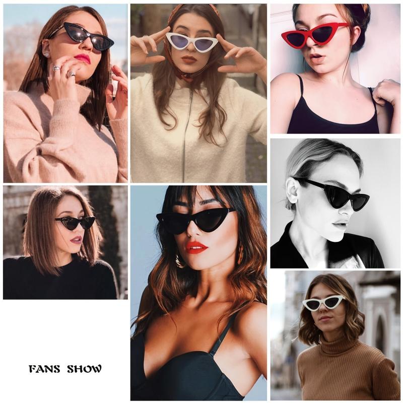 Vintage Narrow Cat Eye Sunglasses Clout Goggles Plastic Frame Sun Glasses