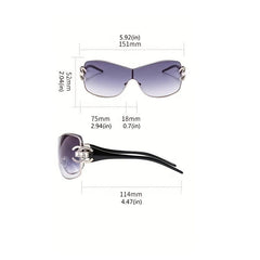 Y2K Wrap Around Sunglasses Rhinestone Decor Glasses UV400