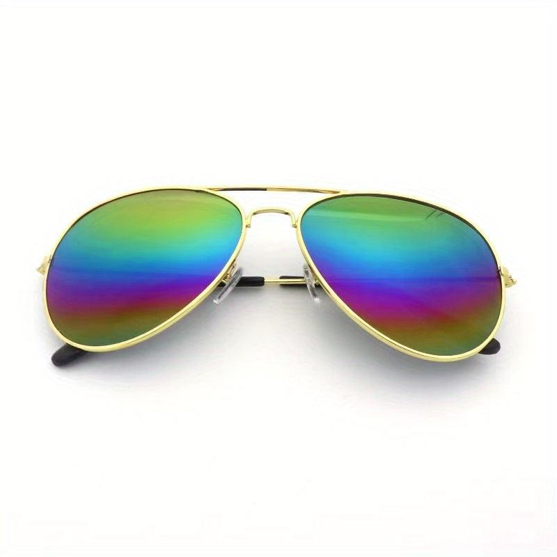 Aviator Sunglasses For Women Men Mirror Lens Metal Frame Glasses