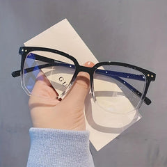 Square Anti Light Glasses For Women Men Rivet Decor