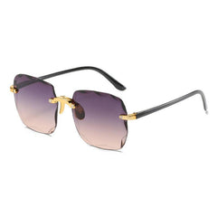 Rimless Square Sunglasses Tinted Lens UV400
