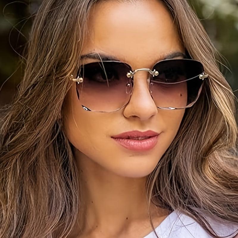 Rimless Square Sunglasses Tinted Lens UV400