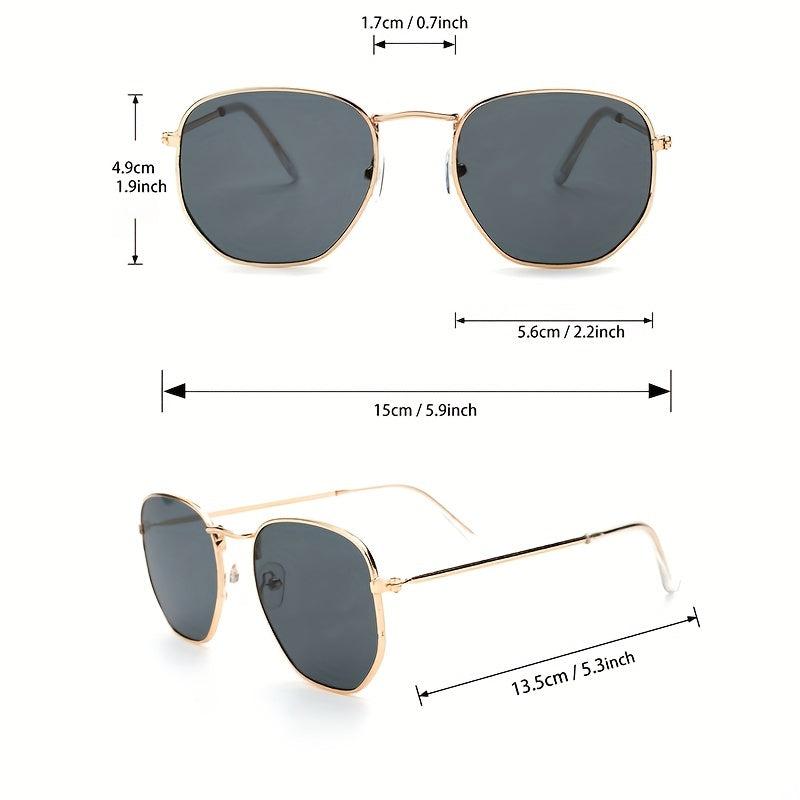 Geometric Frame Sunglasses Thin Metal Temple UV400