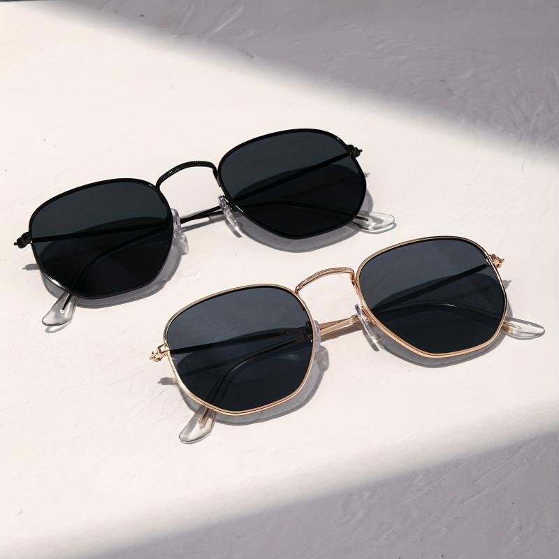Geometric Frame Sunglasses Thin Metal Temple UV400