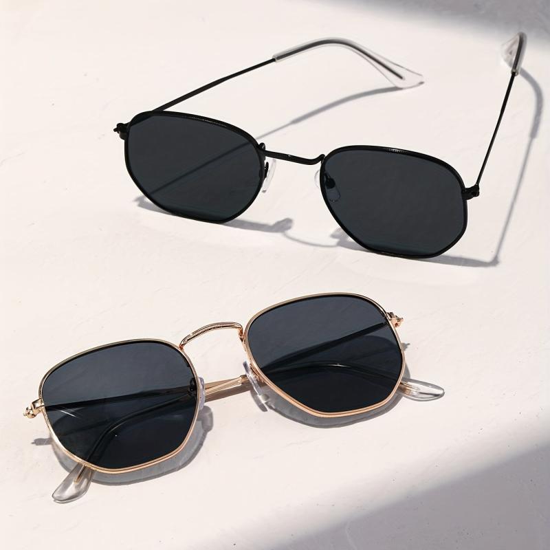 Geometric Frame Sunglasses Thin Metal Temple UV400