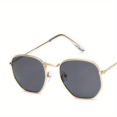Geometric Frame Sunglasses Thin Metal Temple UV400