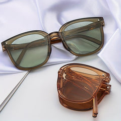 Square Frame Sunglasses Foldable Rivet Decor Polarized Glasses