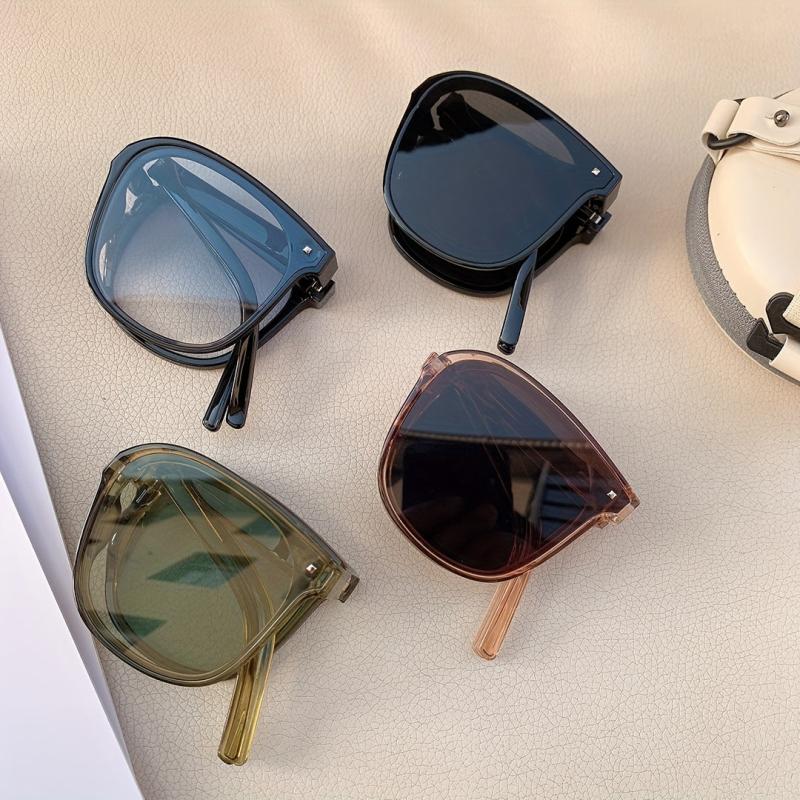 Square Frame Sunglasses Foldable Rivet Decor Polarized Glasses
