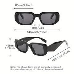 Rectangle Frame Sunglasses Rhomb Temple UV400