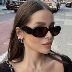 Rectangle Frame Sunglasses Rhomb Temple UV400