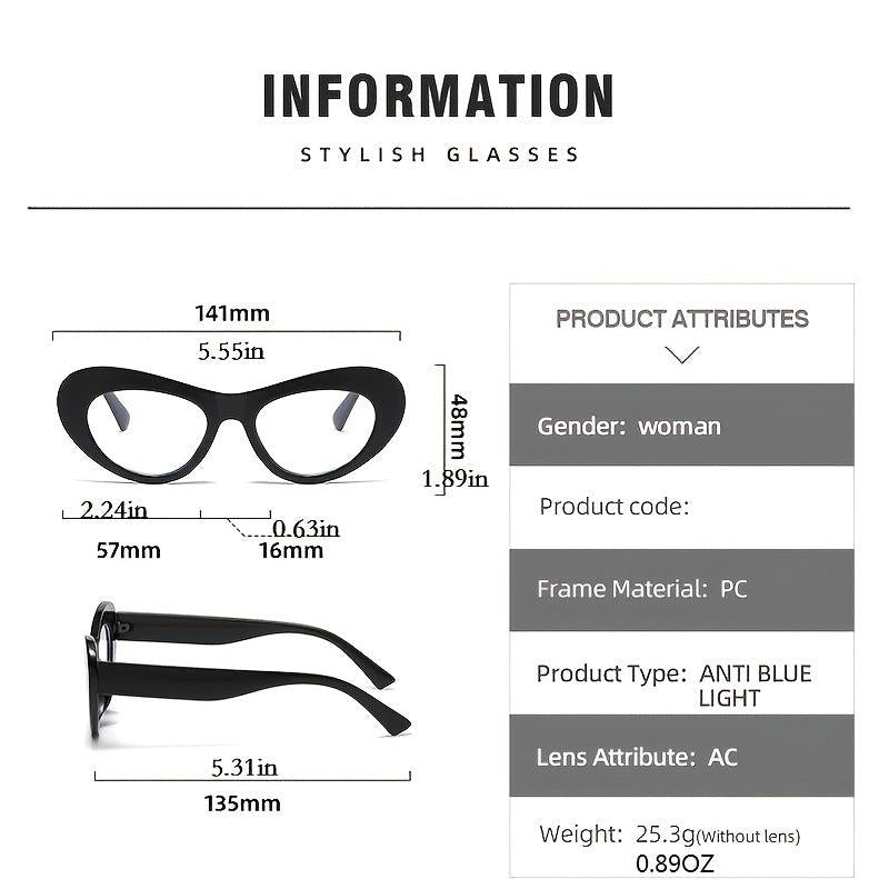 Women's Oval Spectacles Lens Leopard Print Frame Light Blocking Glasses