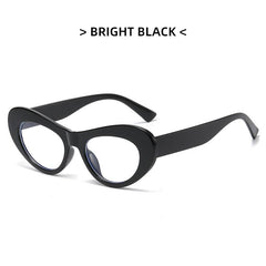 Women's Oval Spectacles Lens Leopard Print Frame Light Blocking Glasses