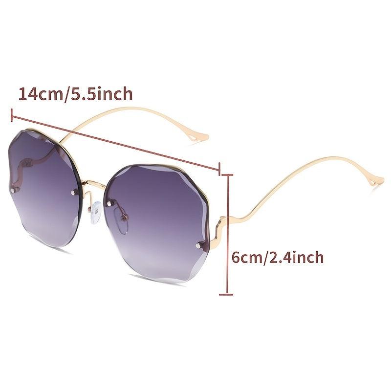 Semi Rimless Sunglasses Ombre Lens Metal Frame Glasses