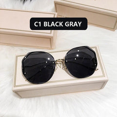 Semi Rimless Sunglasses Ombre Lens Metal Frame Glasses