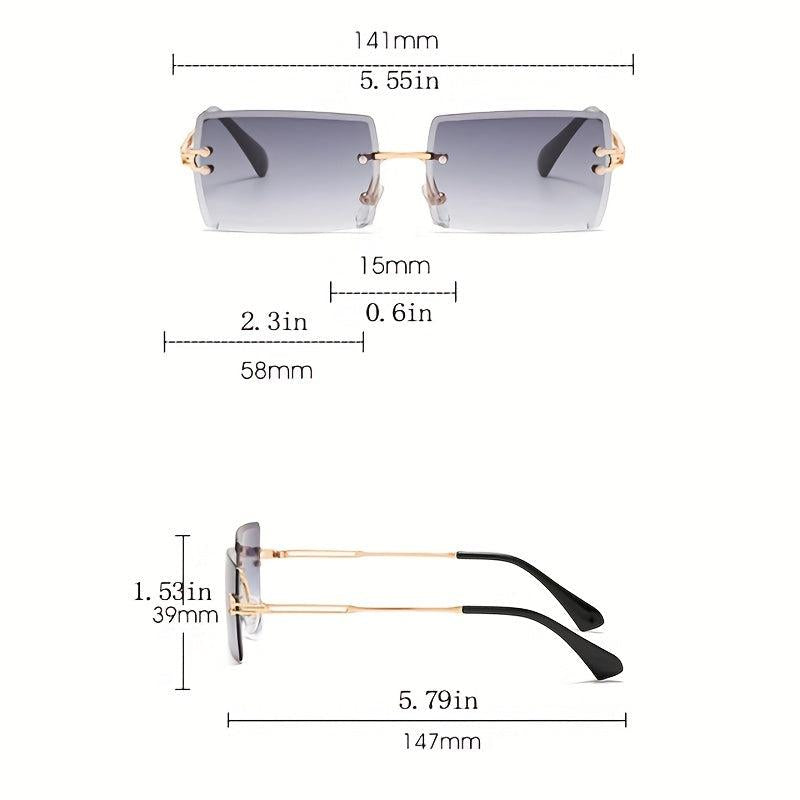 Ombre Lens Rimless Sunglasses UV400 Cut Edge Eyewear