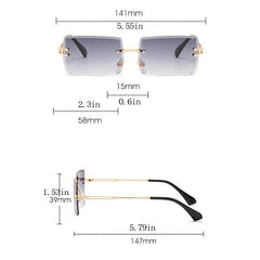 Ombre Lens Rimless Sunglasses UV400 Cut Edge Eyewear