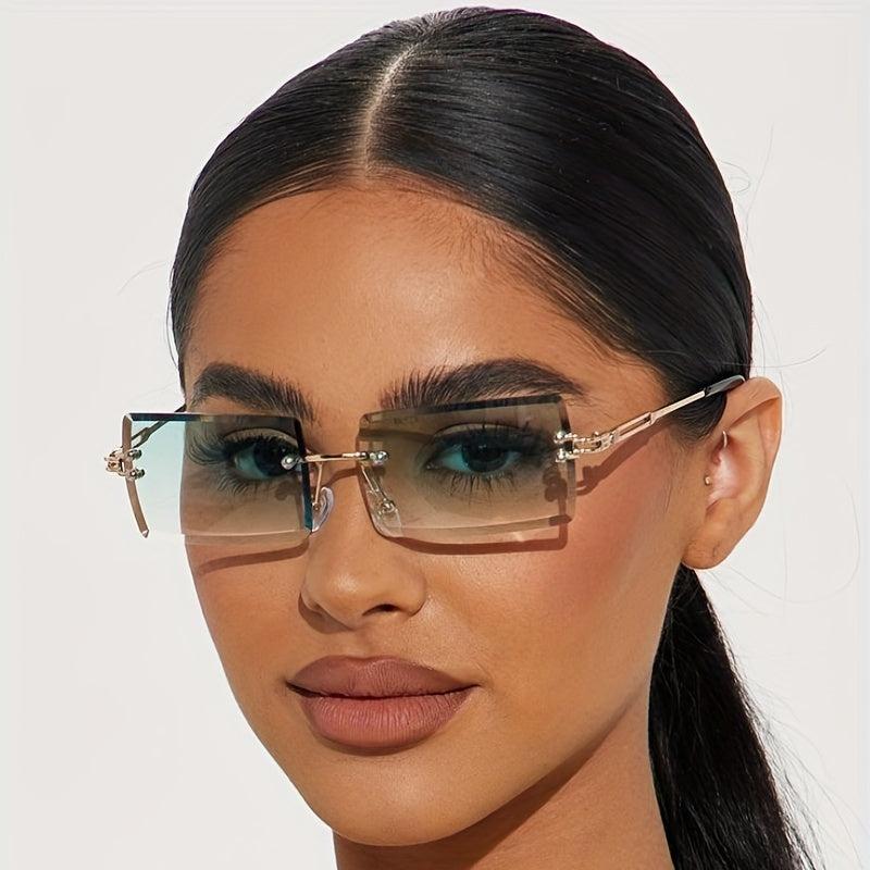 Ombre Lens Rimless Sunglasses UV400 Cut Edge Eyewear