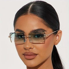 Ombre Lens Rimless Sunglasses UV400 Cut Edge Eyewear