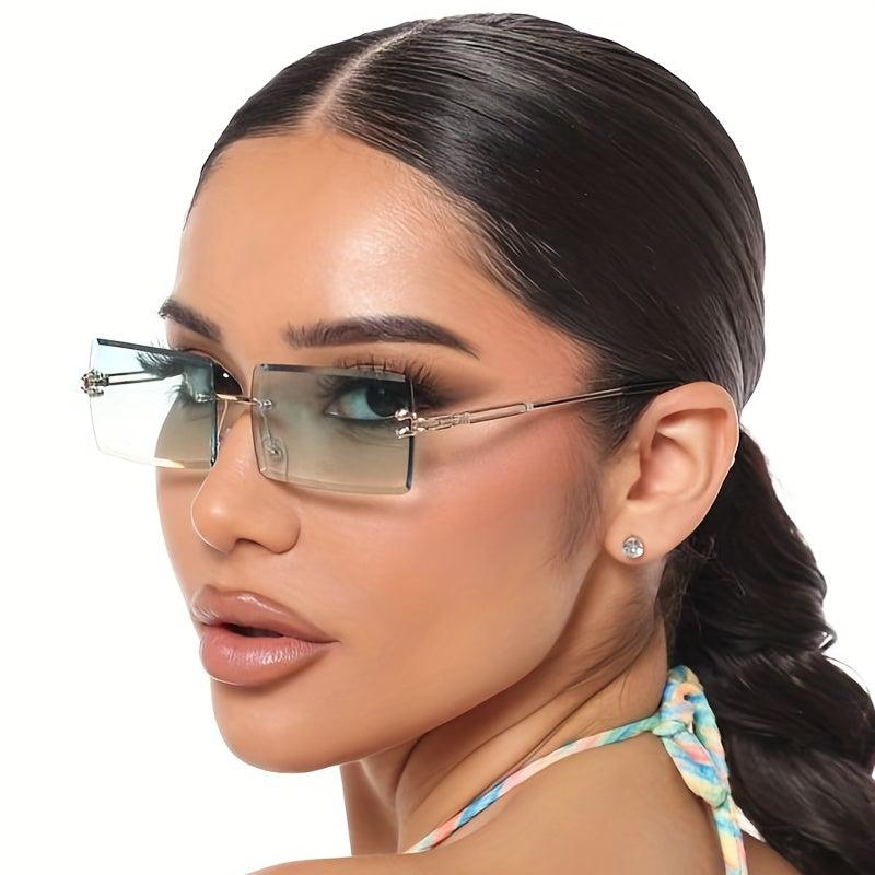 Ombre Lens Rimless Sunglasses UV400 Cut Edge Eyewear