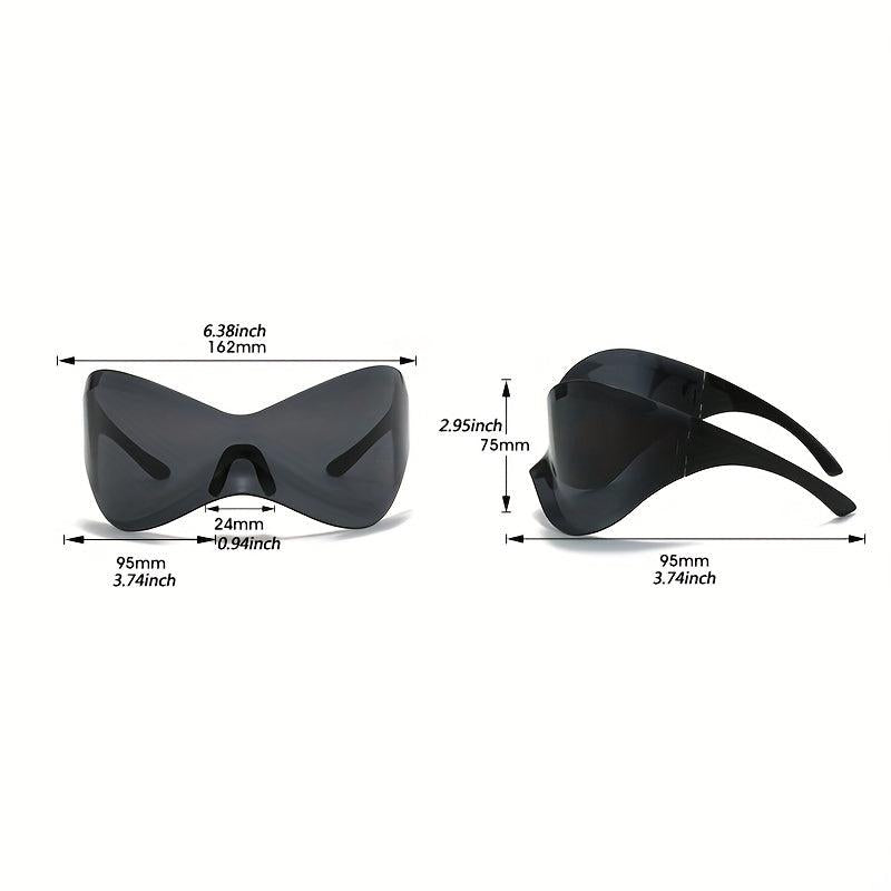 Y2K Wrap Around Sunglasses Futuristic Shield Eyewear UV400