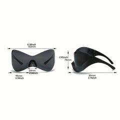 Y2K Wrap Around Sunglasses Futuristic Shield Eyewear UV400