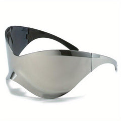 Y2K Wrap Around Sunglasses Futuristic Shield Eyewear UV400