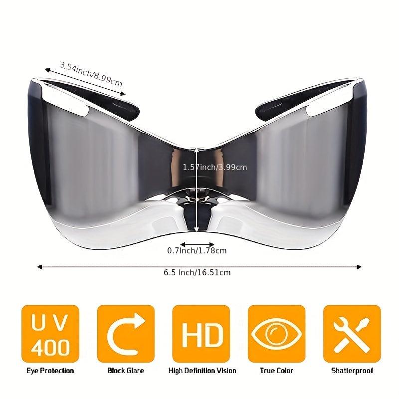 Y2K Cyberpunk Mirror Lens Shield Sunglasses UV400